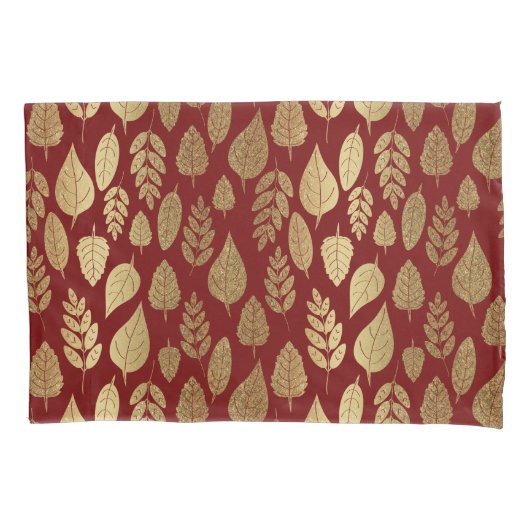 金ゴールドと紅葉模様 枕カバー (正面左)