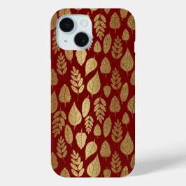 金ゴールドと紅葉模様 iPhone 15ケース
