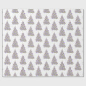 金ゴールドと紫のクリスマスツリー ラッピングペーパー (フラット)