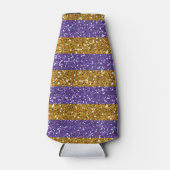 金ゴールドと紫のグリッターストライプ印刷 ボトルクーラー (正面)