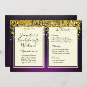 金ゴールドと紫のバチェロレッテ週末パーティー 招待状 (正面/裏面)