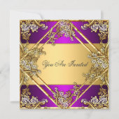金ゴールドと紫の任意のパーティの招待状金ゴールド紫 招待状 (正面)