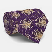 金ゴールドと紫の千代紙の花火模様 ネクタイ (ロール)