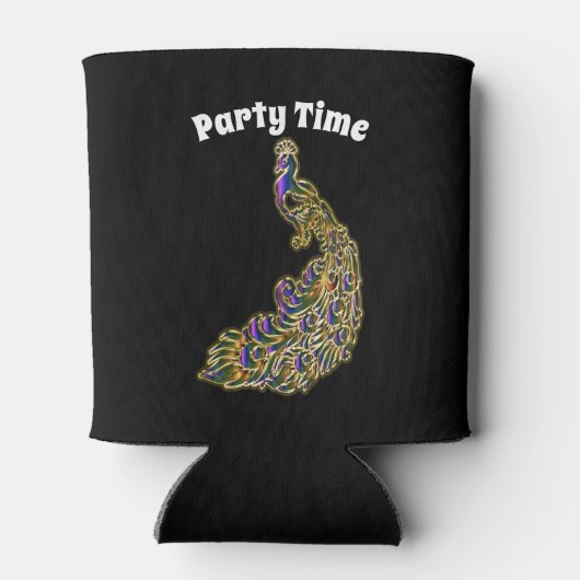 金ゴールドと紫の孔雀が明るく輝く 缶クーラー (裏面)