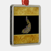 金ゴールドと紫の孔雀金ゴールド箔と黒 メタルオーナメント (右)