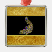 金ゴールドと紫の孔雀金ゴールド箔と黒 メタルオーナメント (正面)