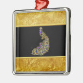 金ゴールドと紫の孔雀金ゴールド箔と黒 メタルオーナメント (左)