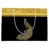 金ゴールドと紫の孔雀金ゴールド箔と黒 ラージペーパーバッグ (裏面)