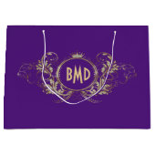 金ゴールドと紫の渦巻形の枠 ラージペーパーバッグ (正面)