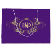 金ゴールドと紫の渦巻形の枠 ラージペーパーバッグ (裏面)