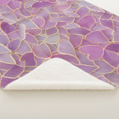 金ゴールドと紫の葉柄 シェルパブランケット (3/4)