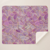 金ゴールドと紫の葉柄 シェルパブランケット (正面(横))