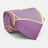 金ゴールドと紫の葉柄 ネクタイ (ロール)