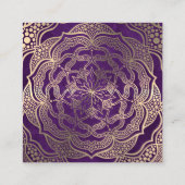 金ゴールドと紫の霊気癒し瞑想曼荼羅 スクエア名刺 (裏面)