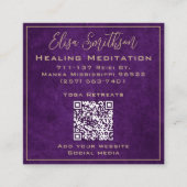 金ゴールドと紫の霊気癒し瞑想曼荼羅 スクエア名刺 (正面)