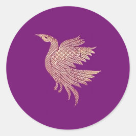 金ゴールドと紫の鳥ストッキングのスタッファー ラウンドシール