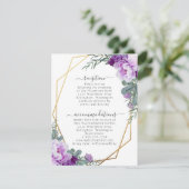 金ゴールドと紫エレガントフローラ結婚詳細 エンクロージャーカード (スタンド正面)