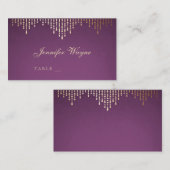 金ゴールドと紫色のデコヴィンテージの結婚式座席表 プレイスカード (正面/裏面)