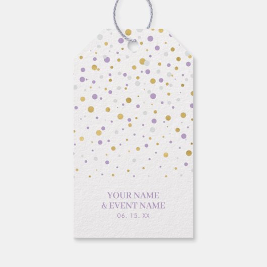 金ゴールドと紫色のバルーン |パーティーありがとうメッセージカード ギフトタグ (裏面)