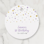 金ゴールドと紫色のバルーン |パーティーありがとうメッセージカード フェイバータグ (裏面)