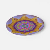 金ゴールドと紫色のフラクタル誕生日 ペーパープレート (アングル)