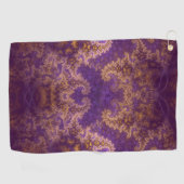 金ゴールドと紫色のフラクタル ゴルフタオル (横)