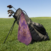 金ゴールドと紫色のフラクタル ゴルフタオル (グリーン)