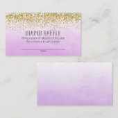 金ゴールドと紫色の赤ちゃんシャワーおむつラッフルチケット エンクロージャーカード (正面/裏面)