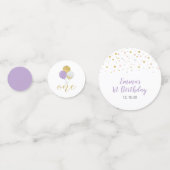 金ゴールドと紫 |バルーン女の子1st誕生日パーティー コンフェッティ (裏面)