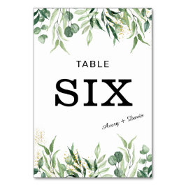 金ゴールドと結婚グリーンリーがテーブル番号カードに。 テーブルナンバー