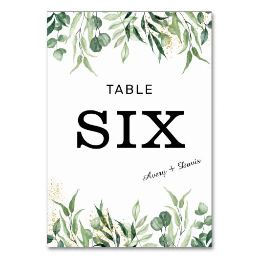 金ゴールドと結婚グリーンリーがテーブル番号カードに。 テーブルナンバー (正面)