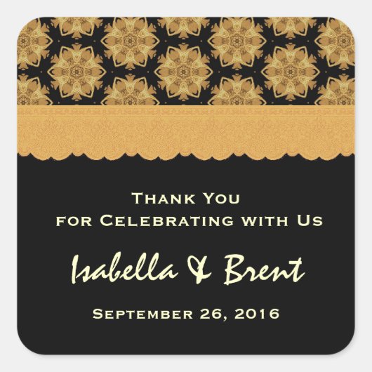 金ゴールドと結婚ブラックの結婚R354 スクエアシール (正面)