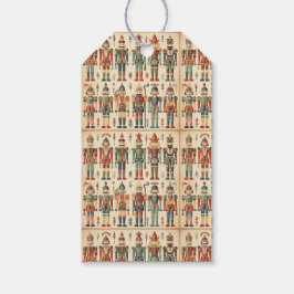 金ゴールドと緑のくるみクラッカーコラージュ ギフトタグ