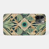 金ゴールドと緑のクジャク抽象芸術の羽のテクスチャ Case-Mate iPhoneケース (裏面(横))