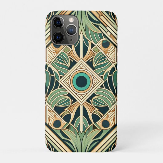 金ゴールドと緑のクジャク抽象芸術の羽のテクスチャ Case-Mate iPhoneケース (裏)