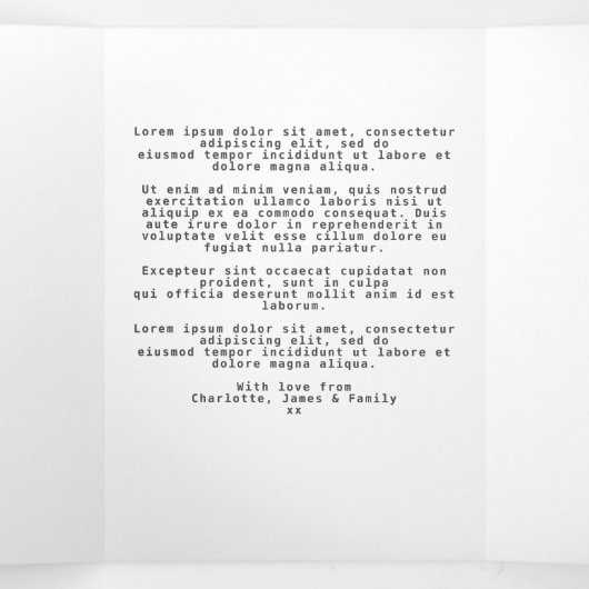 金ゴールドと緑のクリスマスツリーパーソナライズされた 三つ折りクリスマスカード (内部中)