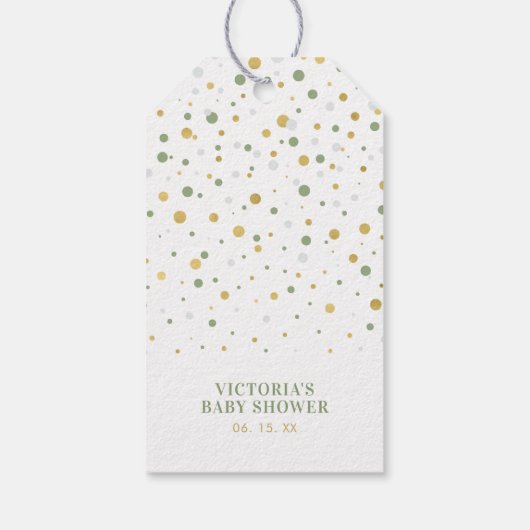 金ゴールドと緑のバルーン |パーティーありがとうメッセージカード ギフトタグ (裏面)