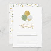 金ゴールドと緑のバルーン |パーティー感謝状 サンキューカード (正面/裏面)