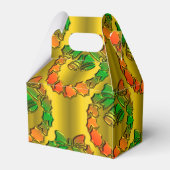 金ゴールドと緑の光沢のあるクリスマスリース フェイバーボックス (裏面サイド)