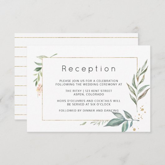 金ゴールドと緑の幾何結婚図形 エンクロージャーカード (正面/裏面)