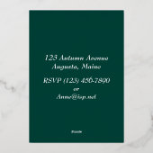 金ゴールドと緑の感謝祭 箔招待状 (裏面)