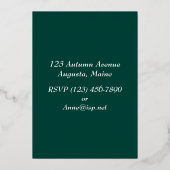 金ゴールドと緑の感謝祭 箔招待状 (裏面)