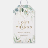金ゴールドと緑の植物学結婚の感謝 ギフトタグ (正面)