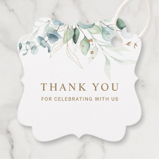 金ゴールドと緑の植物学結婚の感謝 フェイバータグ (裏面)