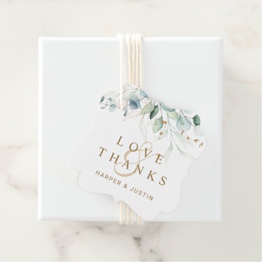 金ゴールドと緑の植物学結婚の感謝 フェイバータグ (インサイチュ)