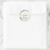 金ゴールドと緑の植物確認感謝 ラウンドシール (バッグ)