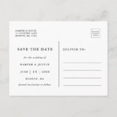 金ゴールドと緑の植物結婚式の日付を保存 案内ポストカード (裏面)