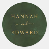 金ゴールドと緑の水色 ラウンドシール (正面)