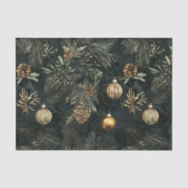 金ゴールドと緑の濃いムードのクリスマス 薄葉紙