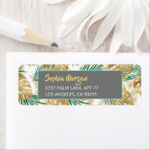 金ゴールドと緑の熱帯葉国、名前アドレスWhtGrey ラベル (インサイチュ)